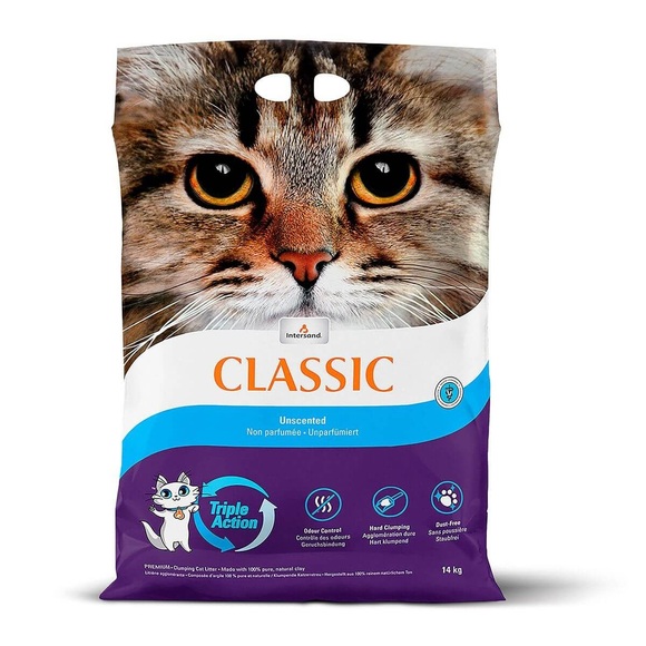 20% gratis! 14 kg Intersand Classic Katzenstreu - Parfümfrei