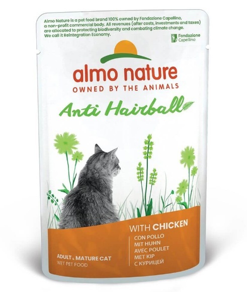 Almo Nature Anti Hairball Pouch mit Huhn - 6 x 70 g