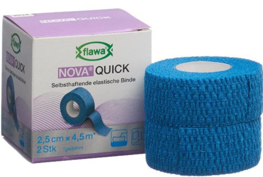 flawa Quick kohäsive Reissbinde 2.5cmx4.5m blau (2 Stück)