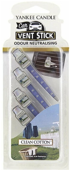 Yankee Candle Clean Cotton Car Vent Stick 4 Pieces