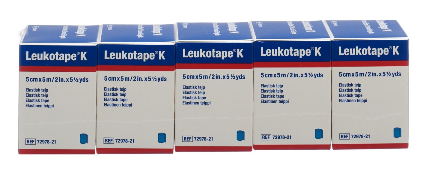 Leukotape Pflasterbinde 5mx5cm blau (5 Stück)