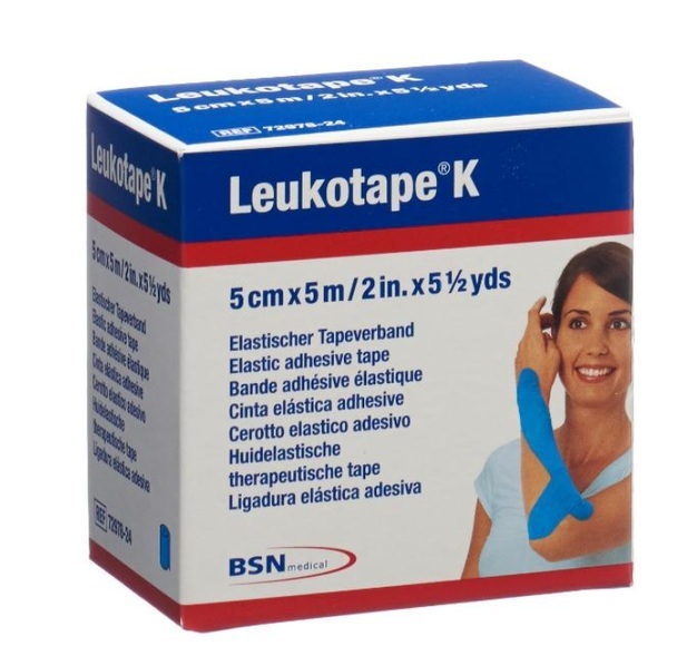 Leukotape K Pflasterbinde 5mx5cm hellblau (1 Stück)