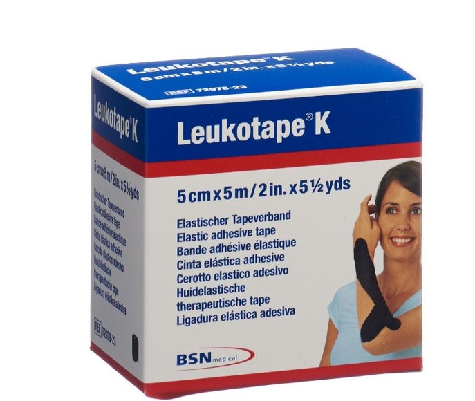 Leukotape K Pflasterbinde 5mx5cm schwarz (1 Stück)