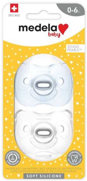 Medela Baby Schnuller Soft Silicone Boy Transparent 0-6 Monate (2 Stk)