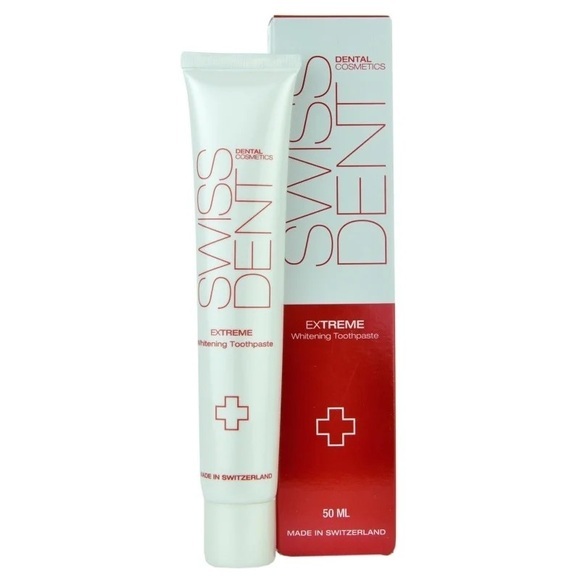 SWISSDENT Extreme Whitening Zahnpasta 50ML, entfernt Verfärbungen durch Kaffee und Tee und Nikotin,hellt Zähne auf, SLS-frei