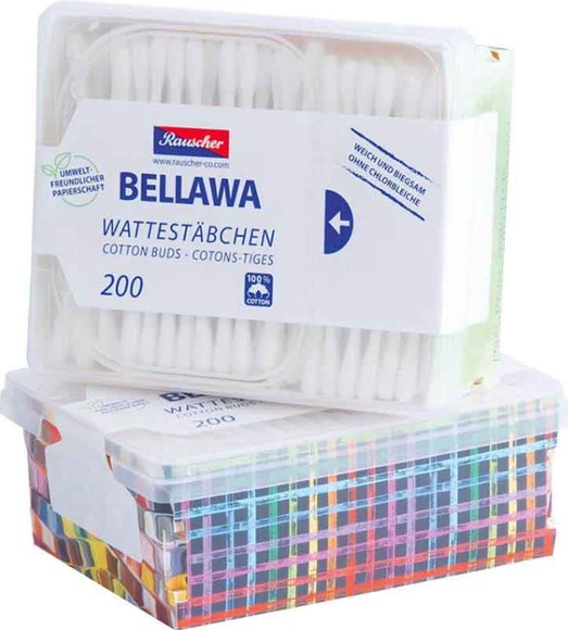 BELLAWA Wattestäbchen Dekobox (200 Stück)