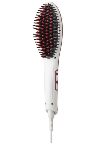 Elektrische Haarglättbürste weiss/rot