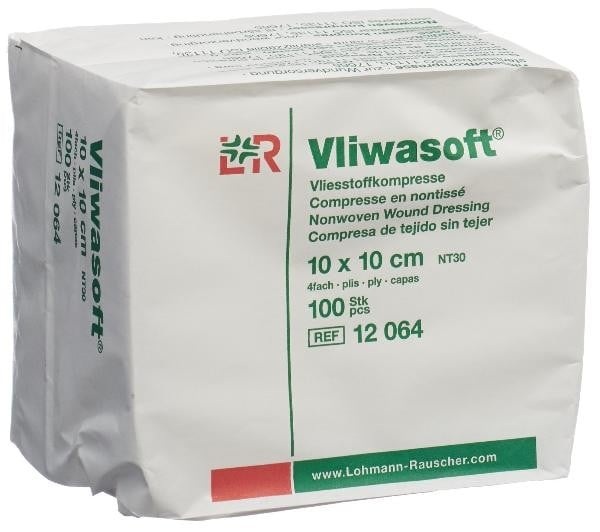 Vliwasoft Vliesstoffkompressen 10x10cm 4-lagig (100 Stück)