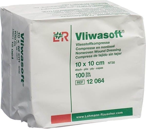 Vliwasoft Vliesstoffkompressen 10x20cm 4-lagig (100 Stück)