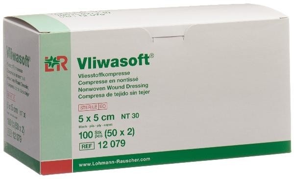 Vliwasoft Vliesstoffkompressen 5x5cm 6-lagig steril (50x2 Stück)
