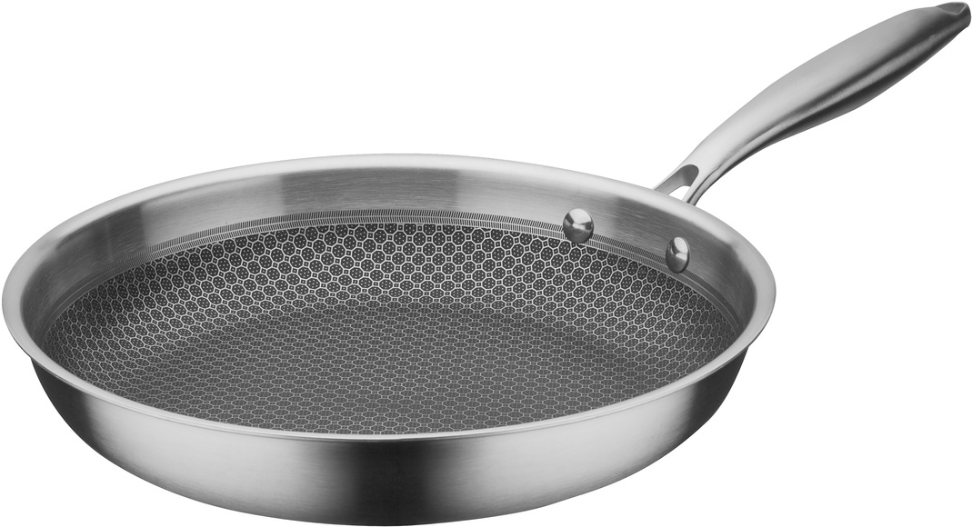 Bratpfanne 28 cm TriPly Edelstahl Wabenstruktur