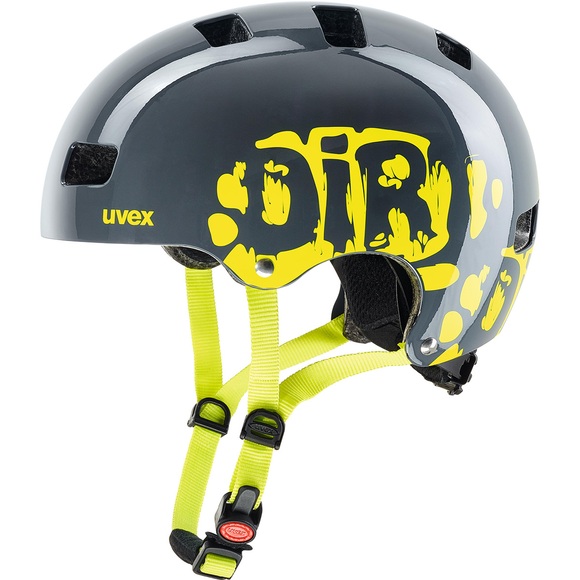 Uvex Kinder-Fahrradhelm KIDS 3 DIRTBIKE in anthrazit/lime in Gr. 51-55