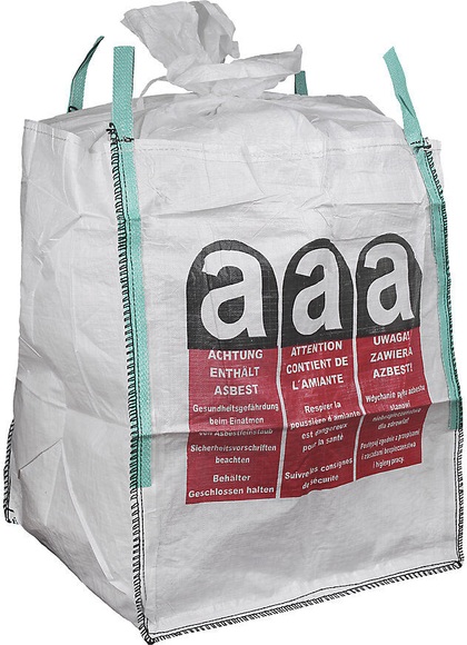 Big Bag Boden geschlossen feuchtigkeitsdichtes Gewebe, VE 18 Stk, mit Asbestaufdruck