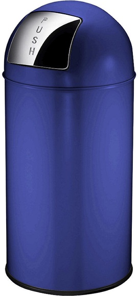 Push-Abfallsammler BULLET PUSH, Stahlblech Volumen 40 l, HxØ 740 x 340 mm ultramarinblau