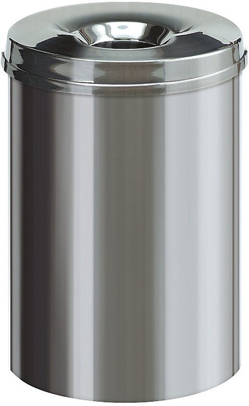 Papierkorb, selbstlöschend Volumen 30 l Edelstahl-Korpus