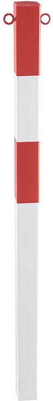 Sperrpfosten aus Stahlrohr zum Einbetonieren, 70 x 70 mm rot / weiß, verzinkt und lackiert
