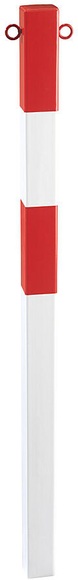 Sperrpfosten aus Stahlrohr zum Einbetonieren, 70 x 70 mm rot / weiß, kunststoffbeschichtet