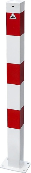 Absperrpfosten, 70 x 70 mm, weiß / rot zum Aufdübeln ohne Öse