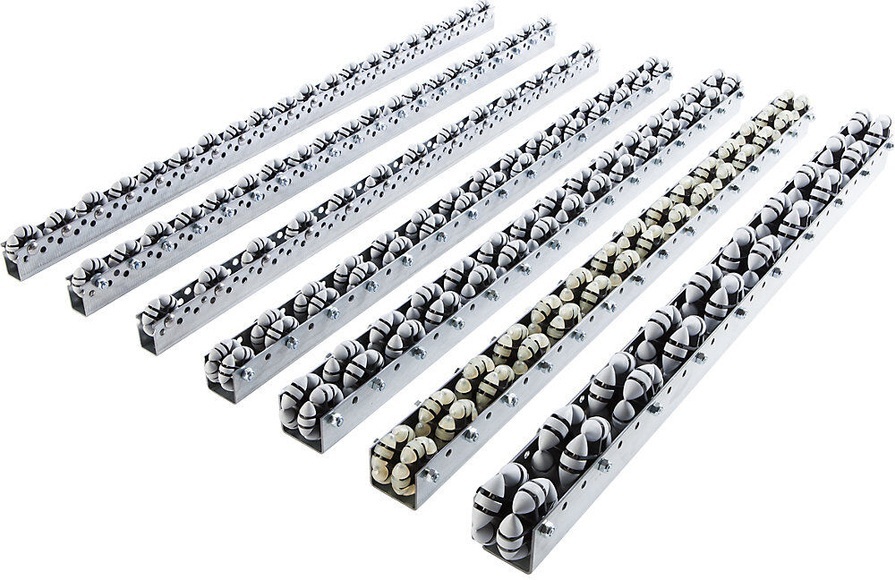 Allseitenrollenleisten universal, Tragfähigkeit 5 kg Teilung 100 mm, Länge 2,4 m