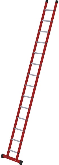 Kunststoff-Anlegeleiter mit geriffelten Aluminium-Sprossen 14 Sprossen inkl. Traverse