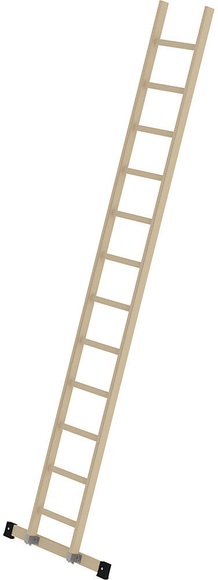 Holz-Anlegeleiter mit Sprossen 12 Sprossen inkl. Traverse