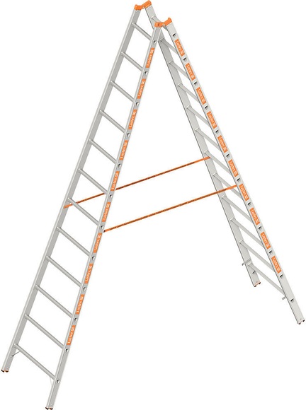 Sprossen-Stehleiter beidseitig begehbar 2 x 12 Sprossen