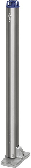 Edelstahl-Sperrpfosten Ø 76 mm, Kettenkopf zum Aufdübeln, klappbar, Profilzylinder