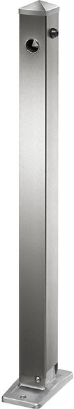 Edelstahl-Sperrpfosten 70 x 70 mm, Spitzkopf zum Aufdübeln, klappbar, Dreikantverschluss