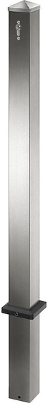Edelstahl-Sperrpfosten 70 x 70 mm, Spitzkopf zum Einbetonieren, mit Bodenhülse, Profilzylinder