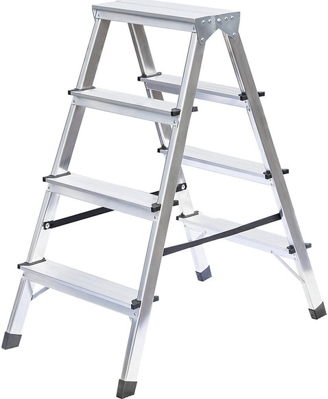 Alu-Stehleiter beidseitig begehbar 2 x 4 Stufen