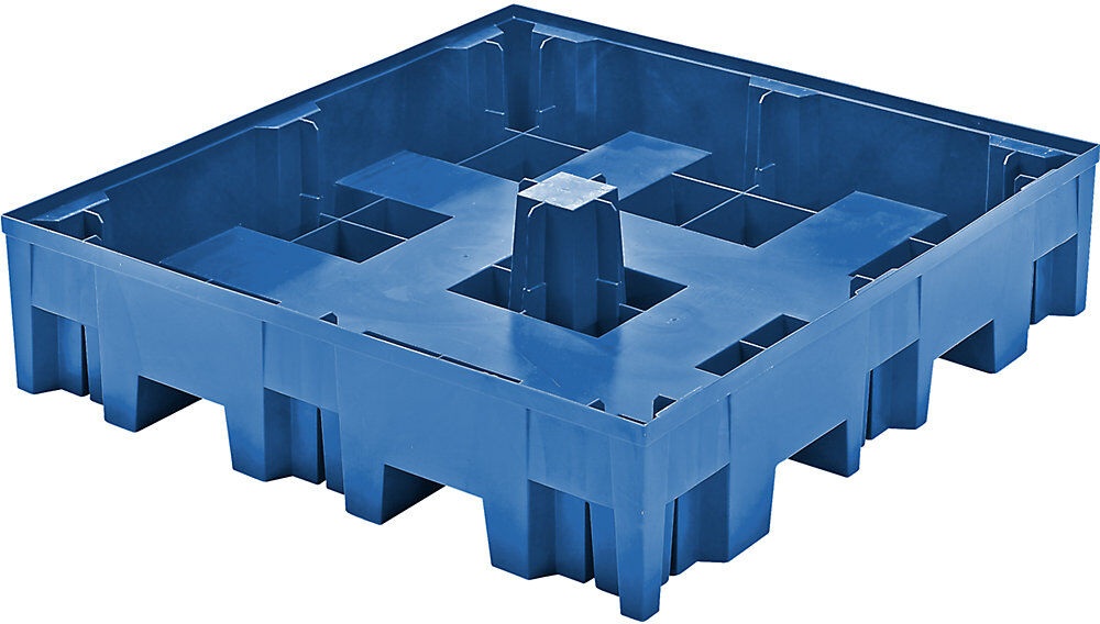 PE-Auffangwanne für 200-l-Fässer, Tragfähigkeit 950 kg/m² LxBxH 1220 x 1230 x 220 mm Auffangvolumen 285 l, ohne Gitterrost