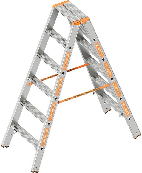 Stufen-Stehleiter beidseitig begehbar 2 x 6 Stufen