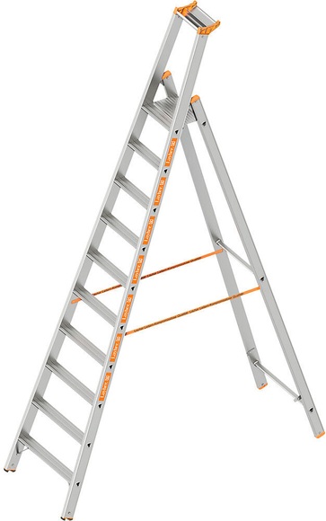 Stufen-Stehleiter einseitig begehbar 10 Stufen inkl. Plattform