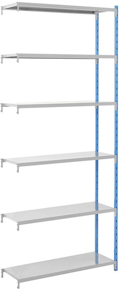 Steckregal mit Stahlblech-Fachböden HxBxT 2496 x 1240 x 500 mm, Anbauregal