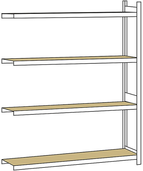 Weitspannregal, mit Spanplatte, Höhe 2500 mm Spannweite 2250 mm Anbauregal, Tiefe 400 mm