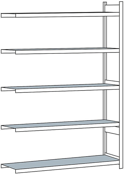 Weitspannregal, mit Stahlboden, Höhe 3000 mm Spannweite 2250 mm Anbauregal, Tiefe 600 mm