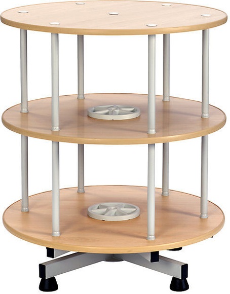 Ordner-Drehsäule Ø 800 mm, Tisch-Ausführung 2 Etagen, Dekor Buche