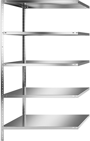 Edelstahlregal Regalhöhe 2000 mm Anbauregal, Breite x Tiefe 1100 x 800 mm