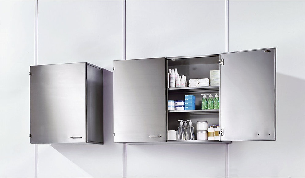Reinraum-Wandhängeschrank aus Edelstahl 1 Flügeltür Breite 600 mm