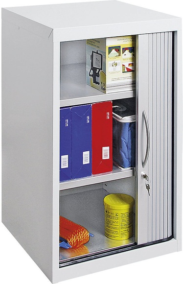 Rollladenschrank Breite 500 mm, 2 Fachböden lichtgrau / weißaluminium