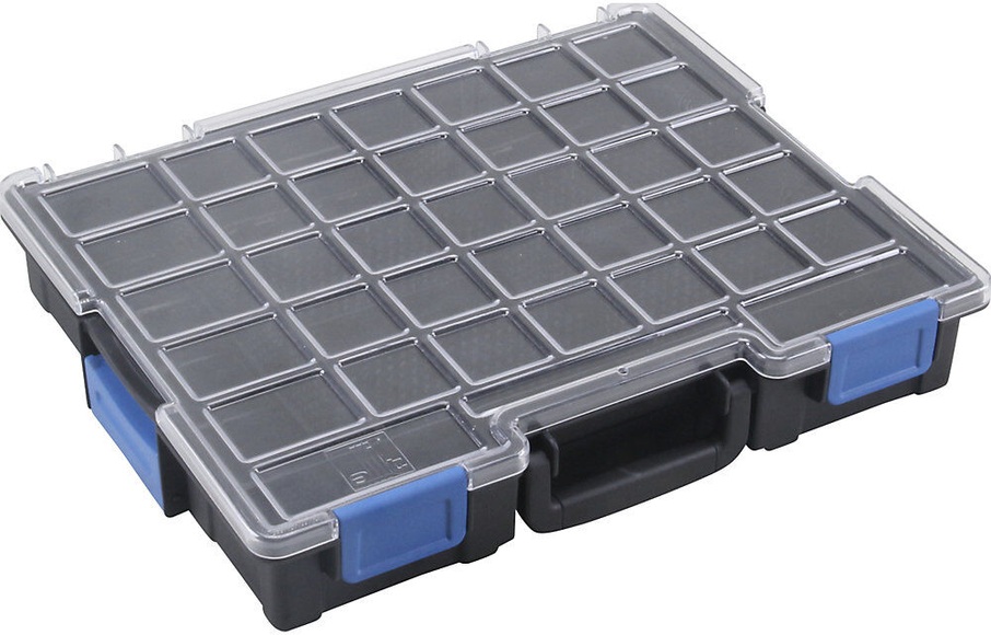 Profi-Kleinteilekoffer LxBxT 440 x 355 x 76 mm, VE 2 Stk mit 6 - 8 Einsatzkästen