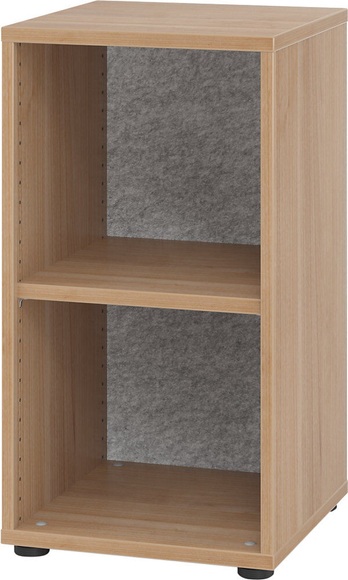 ANNY-AC - Regal mit Akustik-Rückwand HxBxT 748 x 400 x 400 mm, 1 Fachboden Nussbaum-Dekor