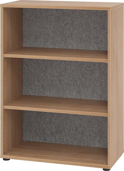 ANNY-AC - Regal mit Akustik-Rückwand HxBxT 1100 x 800 x 400 mm, 2 Fachböden Nussbaum-Dekor