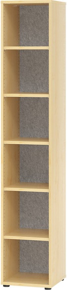 ANNY-AC - Regal mit Akustik-Rückwand HxBxT 2156 x 400 x 400 mm, 5 Fachböden Ahorn-Dekor