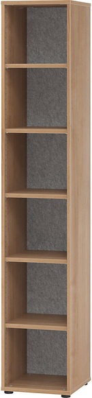 ANNY-AC - Regal mit Akustik-Rückwand HxBxT 2156 x 400 x 400 mm, 5 Fachböden Nussbaum-Dekor