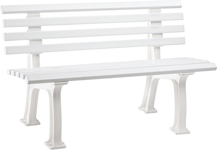 Parkbank aus Kunststoff mit 9 Leisten Breite 1200 mm, weiß
