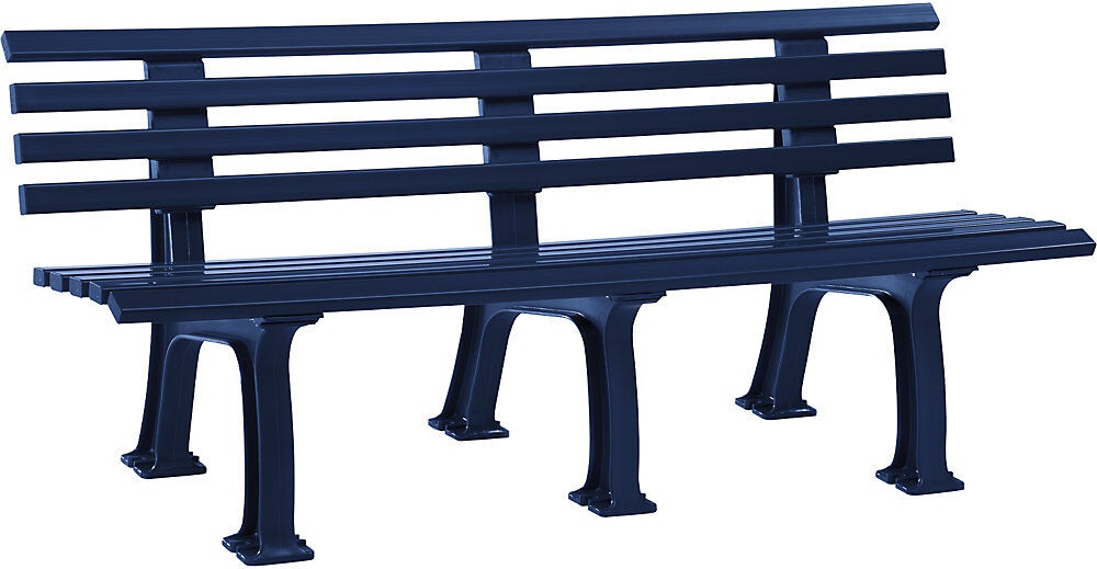 Parkbank aus Kunststoff mit 9 Leisten Breite 2000 mm, stahlblau