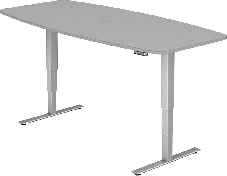 Konferenztisch, BxT 2200 x 1030 mm elektrisch höhenverstellbar 620 - 1270 mm lichtgrau