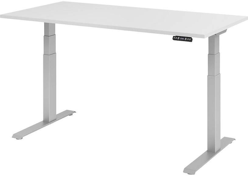 UPLINER-K - Schreibtisch, elektrisch höhenverstellbar 640 - 1290 mm, BxT 1600 x 800 mm Platte lichtgrau
