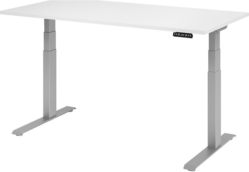 UPLINER-K - Schreibtisch, elektrisch höhenverstellbar 640 - 1290 mm, BxT 1600 x 800 mm Platte weiß
